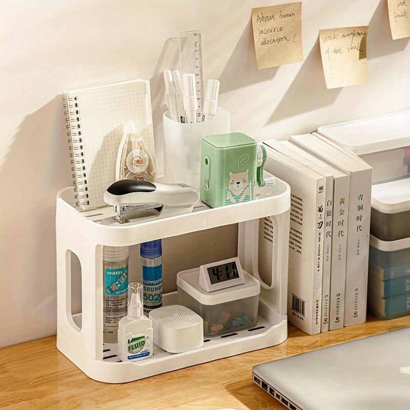 2-Tier Desktop Organizer Shelf, Multi-Functional Storage Rack for Bathroom, Vanity & Office Desk Organization