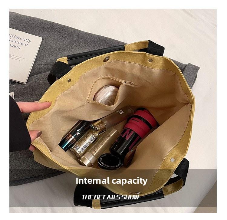 Casual Letter Print Canvas Tote Bag, Large Capacity Commute Shoulder Bag, Lazy Style Handbag, Student School Bag