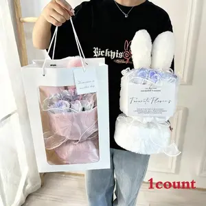 11 Bunny Ear Realistic Rose Flowers Bouquet, Adorable Birthday Gift, Valentine's Day Present for Friends and Girlfriend, Mother's Day Decorations