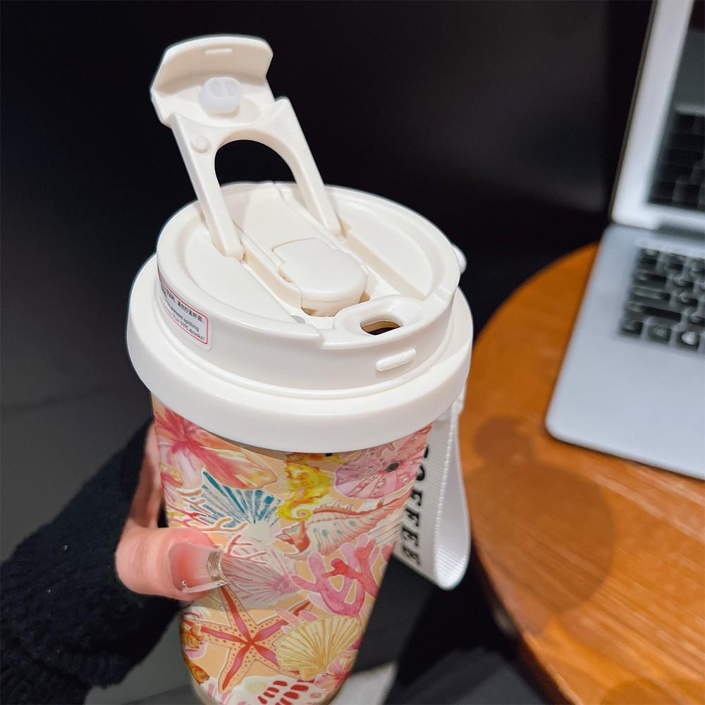 Abstract Ocean Starfish Coffee Cup, Portable Dual Drink Insulated Tumbler, Heat/cool Keeper, Stylish, Office, Travel, Sports Essential