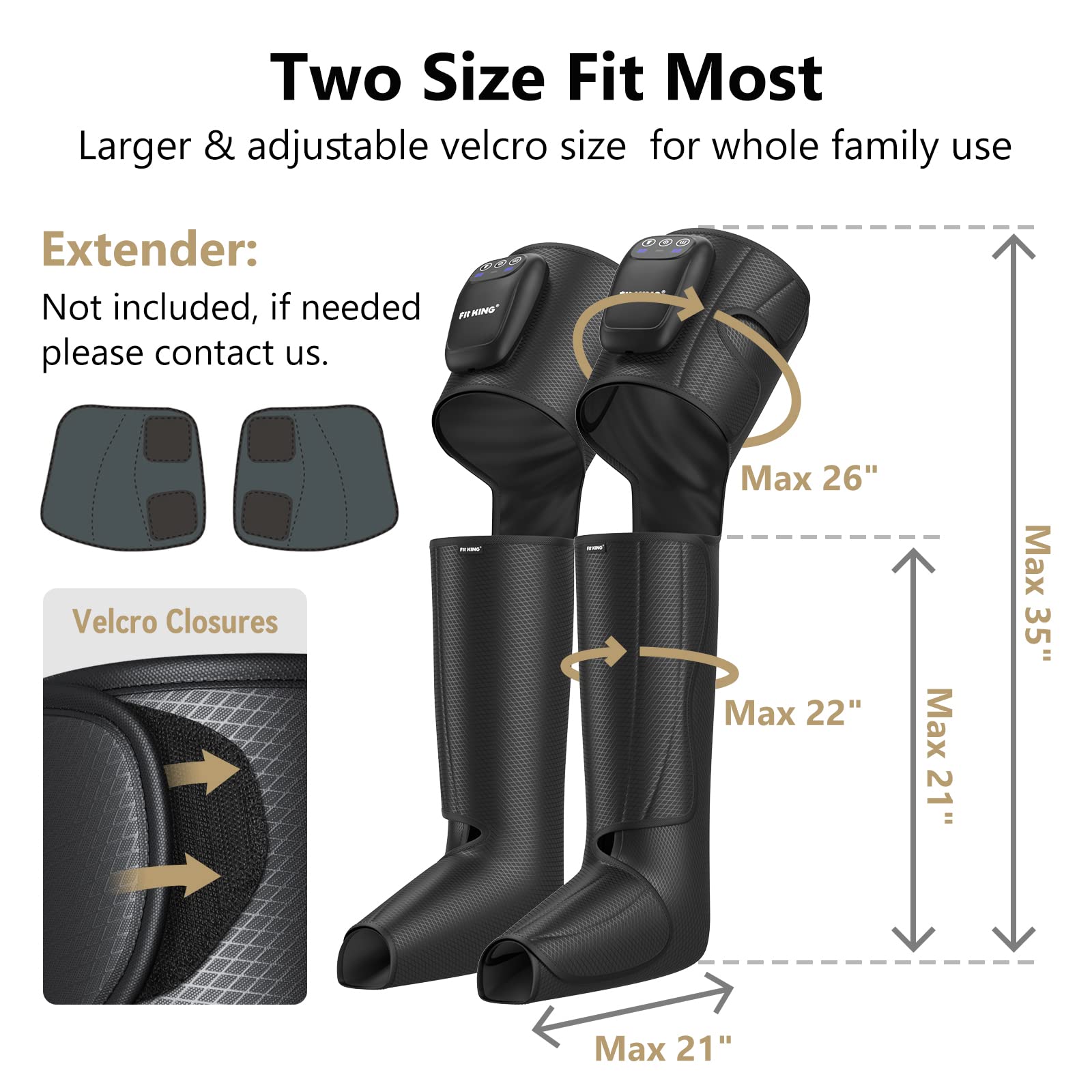 【FIT KING】Cordless Foot and Leg Massager, Leg Massager, No External Hoses & Handheld Controller, Easy to Use for Travel, Mom, Dad, Athletes, Blackfriday gift