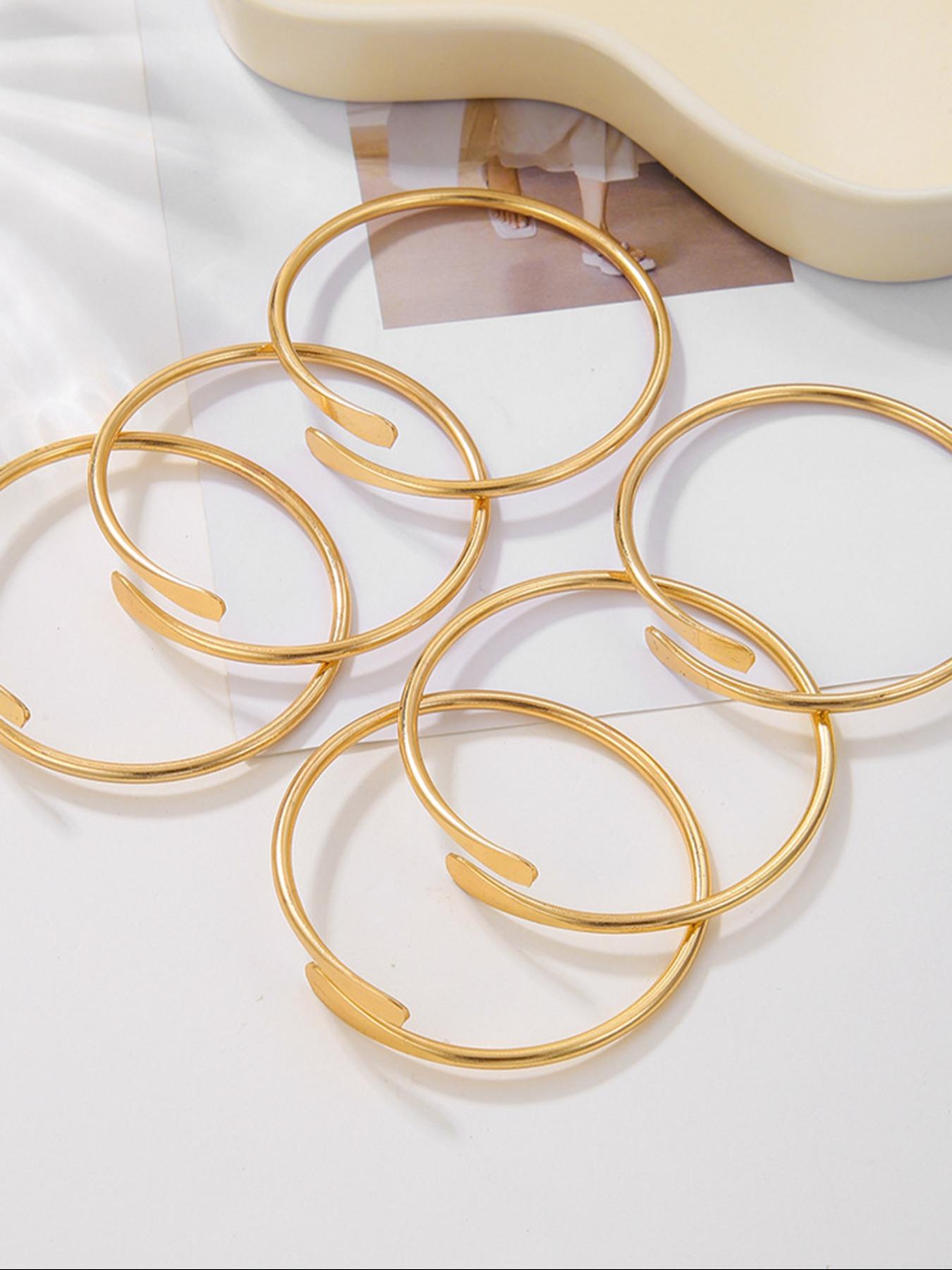 Women's Punk Style Cuff Bangle Set, 6 Counts Fashionable Minimalist Trendy Stack Bangle Bracelets for Party, Daily Decor, Trendy All-match & Exquisite Jewelry for Birthday Gift