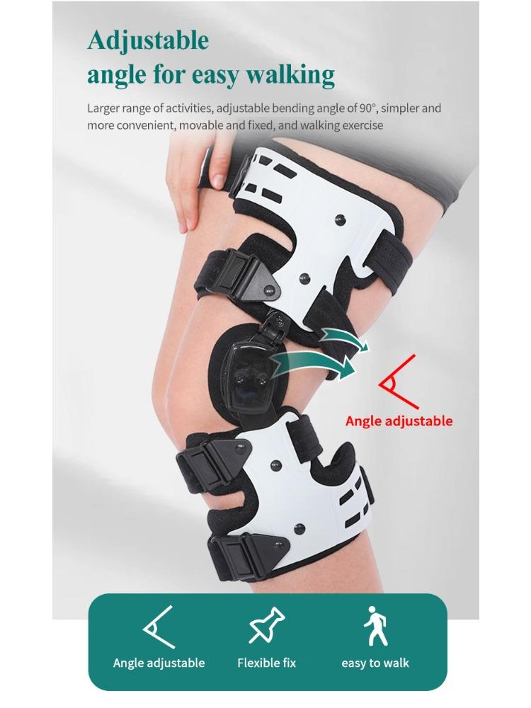 Functional Hinged Knee Support Brace, Adjustable Knee Stabilizer with Compression Wrap, Knee Unloader for Knee Instability, Swelling, Post-Injury Recovery, for Athletes & Seniors