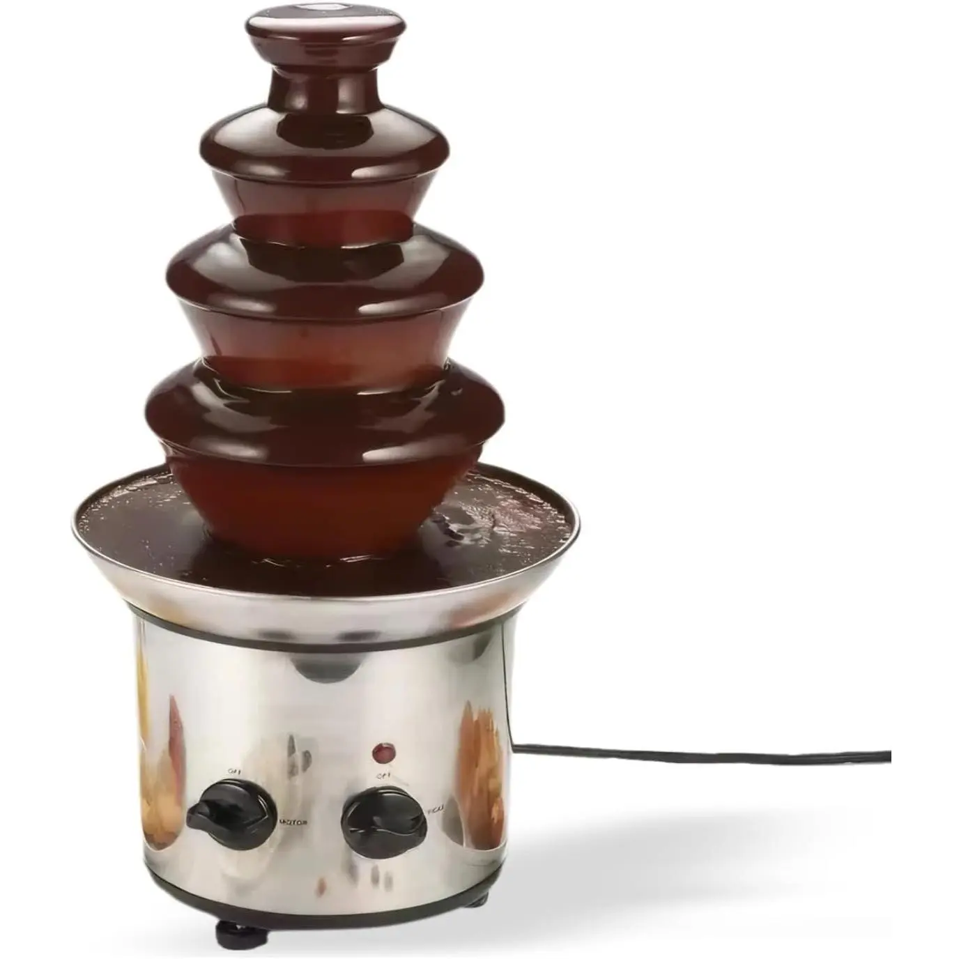 Chocolate Fountain Machine, 4 Tier Stainless Steel - 60-Ounce Electric Fondue Fountain with Temperature Control, Hot Chocolate Cheese Melting Heat Machine for Catering, Cafe, Hotel, Party, Wedding