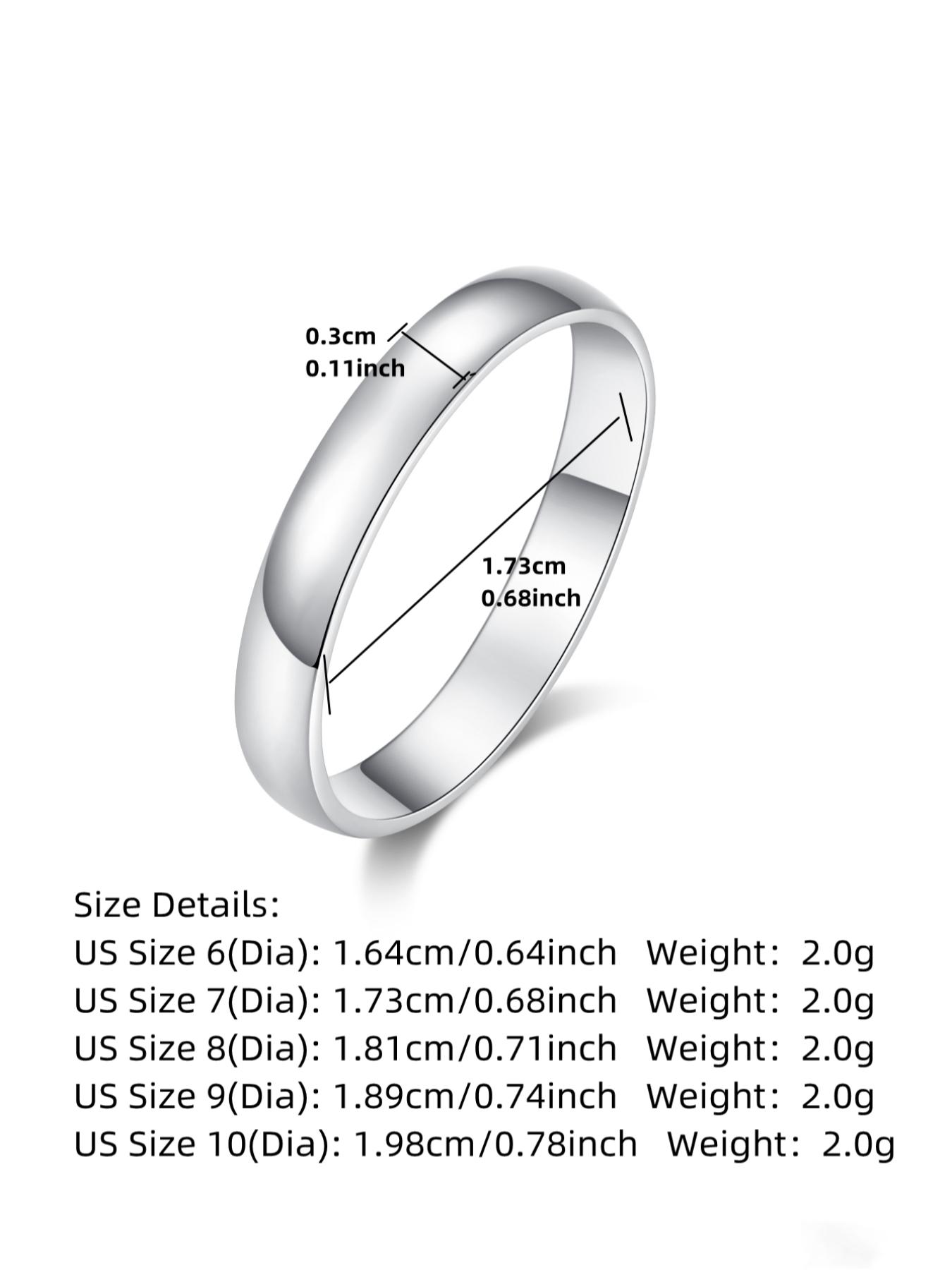 925 Sterling Silver Simple Plain Silver Ring, Elegant Fashion Rings, Fashion Jewelry Accessories for Men & Women, Elegant All-match Fashion Accessories