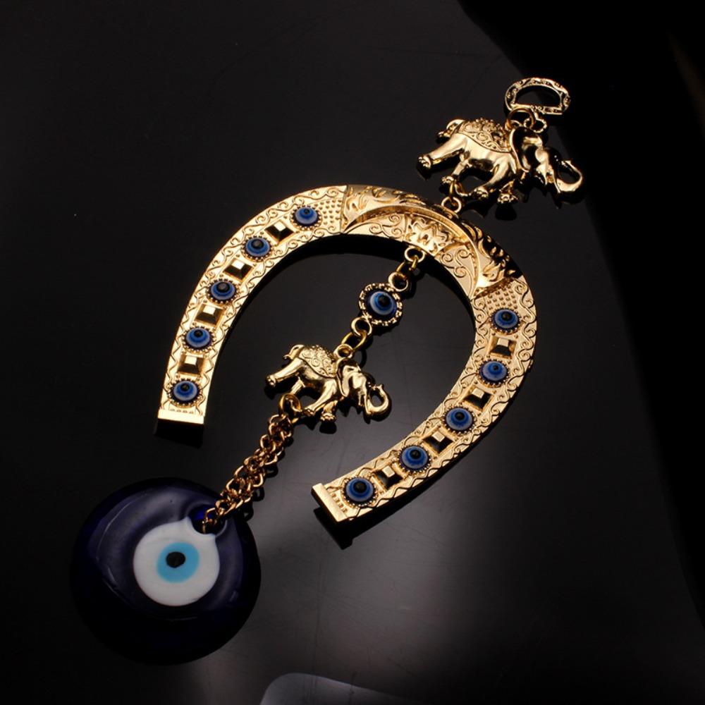 Elephant & Eye Design Hanging Decor, 1 Count Creative Wall Hanging Ornament, Wall Hanging Decor for Home Living Room Bedroom, Golden Hangable Decoration, Boho Decoration