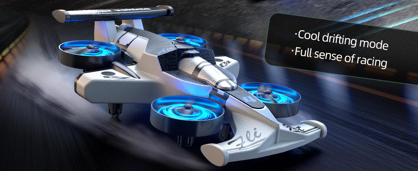 Remote control airplane and car toys, suitable for children aged 4, 6, 8, 10 and 12. 2-in-1 foam remote control plane & car, jet mini drone, stunt racing car & airplane toys. Ideal for boys aged 4–9 and beginners, playable indoors and outdoors,