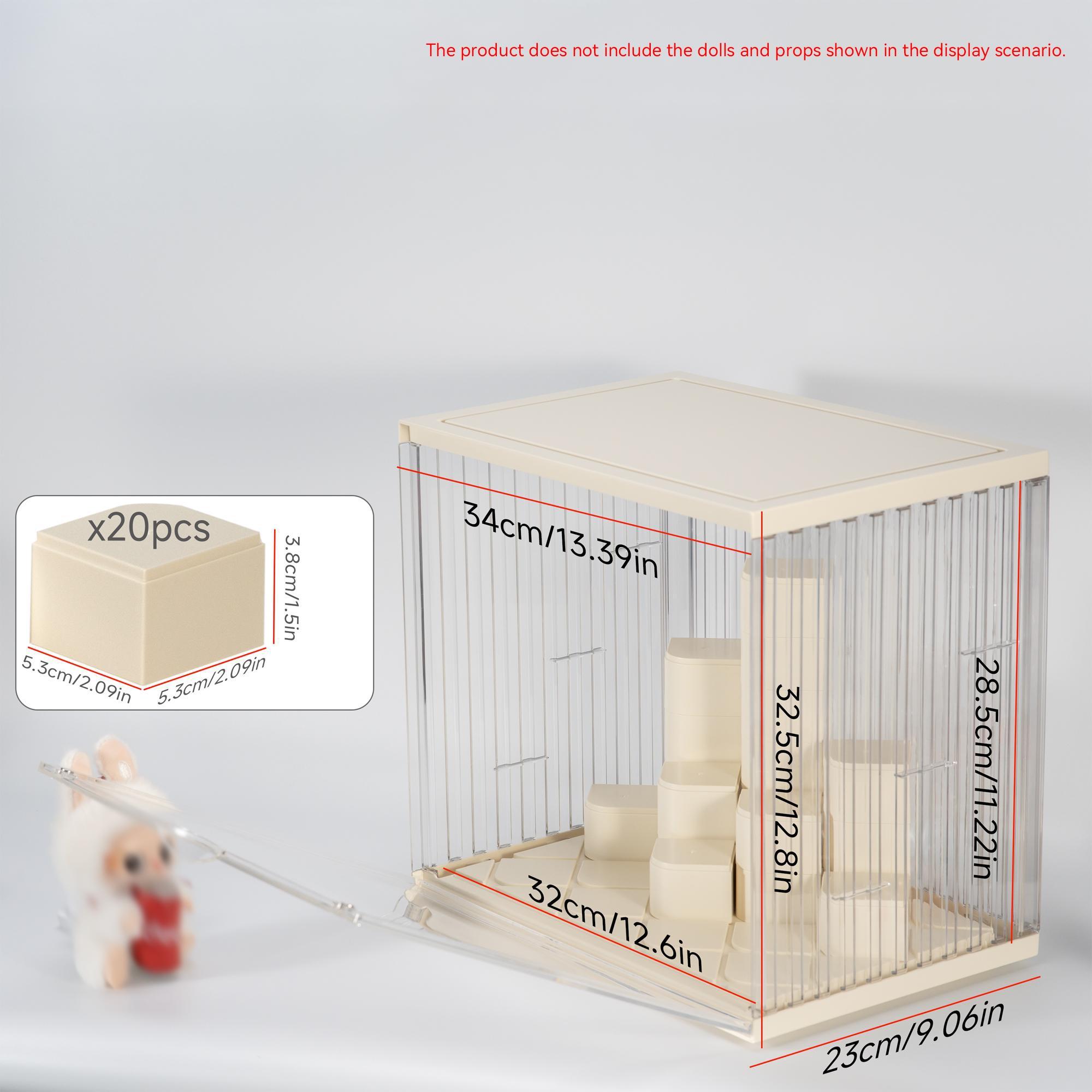 Plush Keychain Large Display and Storage Case, Dustproof & Moisture-Resistant, 20 Building Block DIY Modules, Customizable Stackable Combos, Ideal for Labubu, Skullpanda, DIMOO, HIRONO, MOLLY Collectors, Cute Soft Keychains, Keychain Series Figures