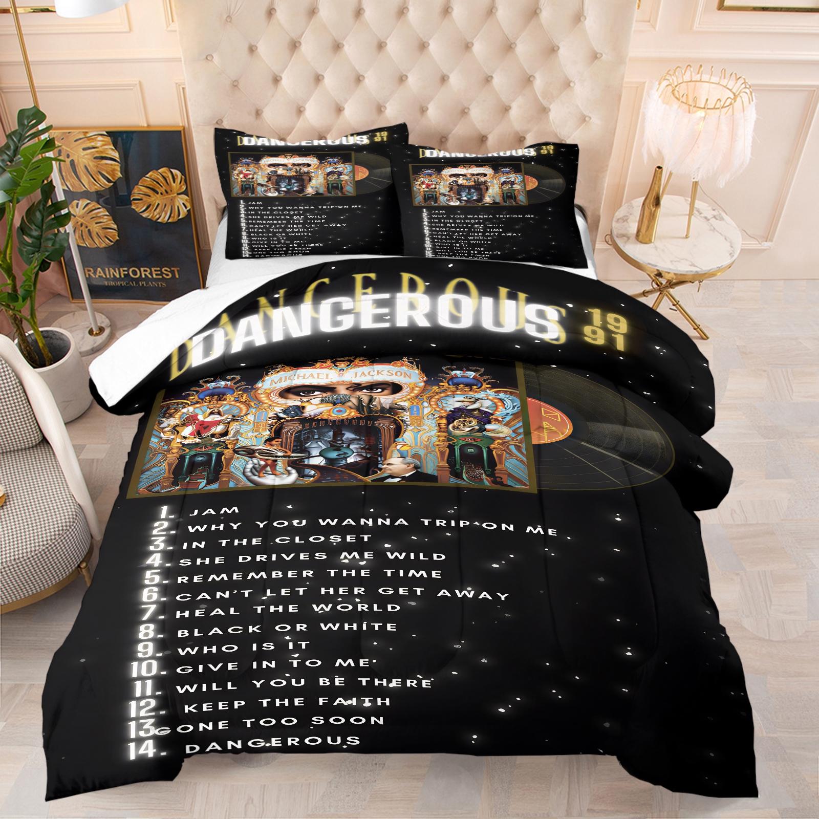 Michael Jackson Pattern Comforter Set, Soft And Durable Bedding Set, Including 1 Quilt And 1 Or 2 Pillowcases, Suitable For Children And Adults Daily Holiday Birthday Gifts Bedroom Decorations