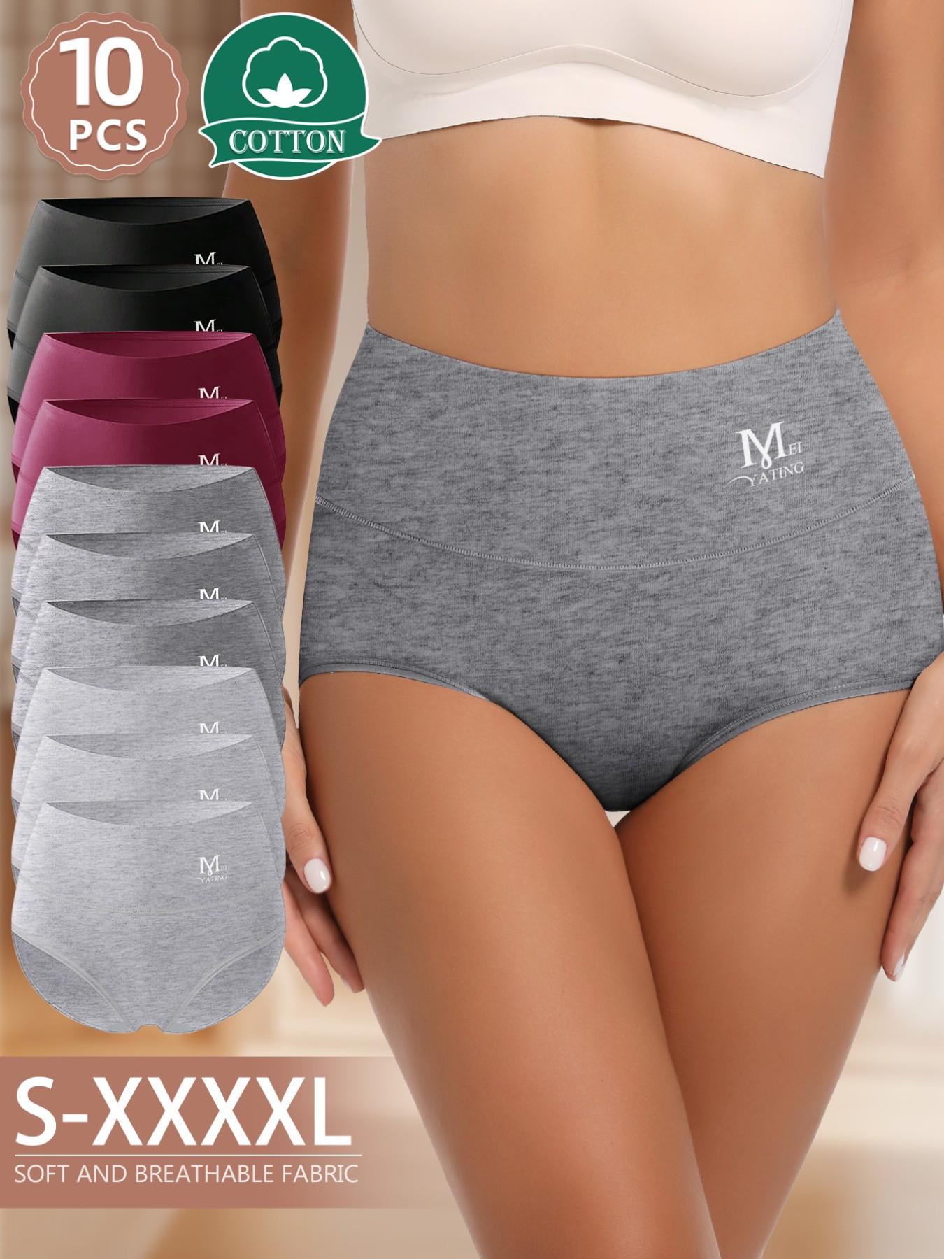 Women's Cotton Underwear Set, Soft Breathable Non-Irritating, Fashion Breathable Underwear, Comfortable Fitted Triangle Panties, Large Elasticity, Multiple Colors, S-Xxxxl