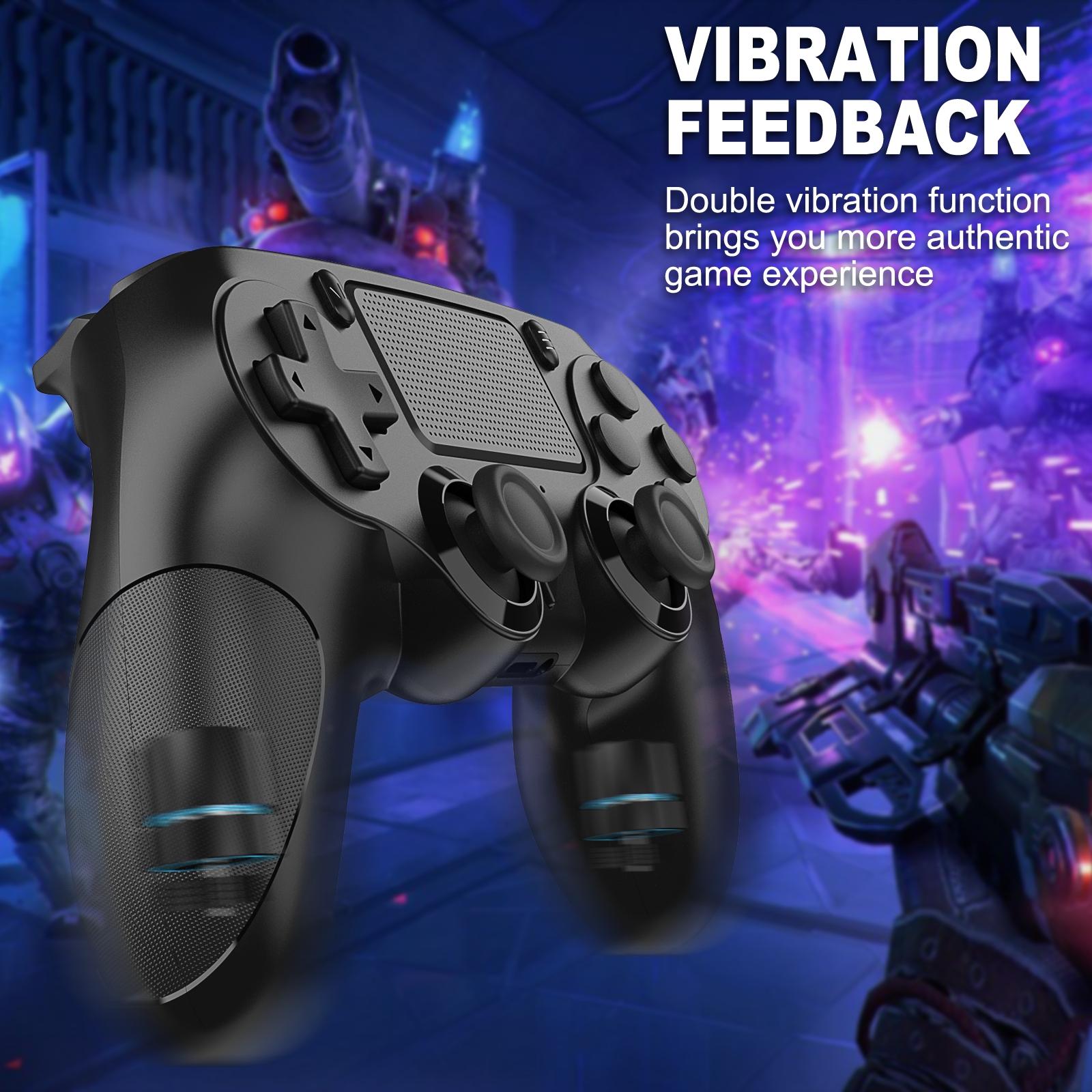Precision gaming controller, compatible with PS4/PS4 Slim/PS4 Pro/PC, featuring dual vibration, six-axis gyroscope, touchpad, and speaker, designed for the ultimate PS4 gaming experience - Black