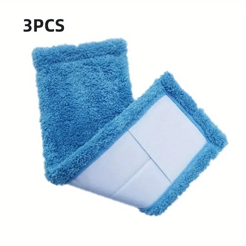 [3 Thick Coral Fleece Mop Pads] Set of 3 Thick Coral Fleece Mop Pads - Reusable And Washable Cleaning Cloths for Floors with High Absorbency, Made from Durable Polyester Fiber, Available in Multiple Colors, Easy to Clean, Ideal for Household Use