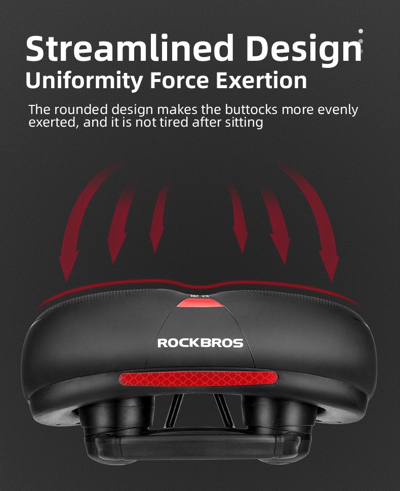 ROCKBROS Bike Seat Comfort Bike Saddle Mountain Bicycle Accessories for Men Women Soft Wide Bike Seat Cushion Dual Shock Absorbing with Reflective Strip