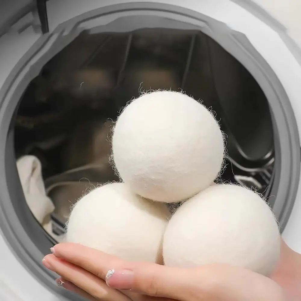 3-Pack Natural Wool Dryer Balls - Non-Toxic, Wrinkle-Resistant, Odor-Free Reusable Fabric Softener, Eco-Friendly Laundry Room Accessory, Luggage & Bag Charm Compatible Aid