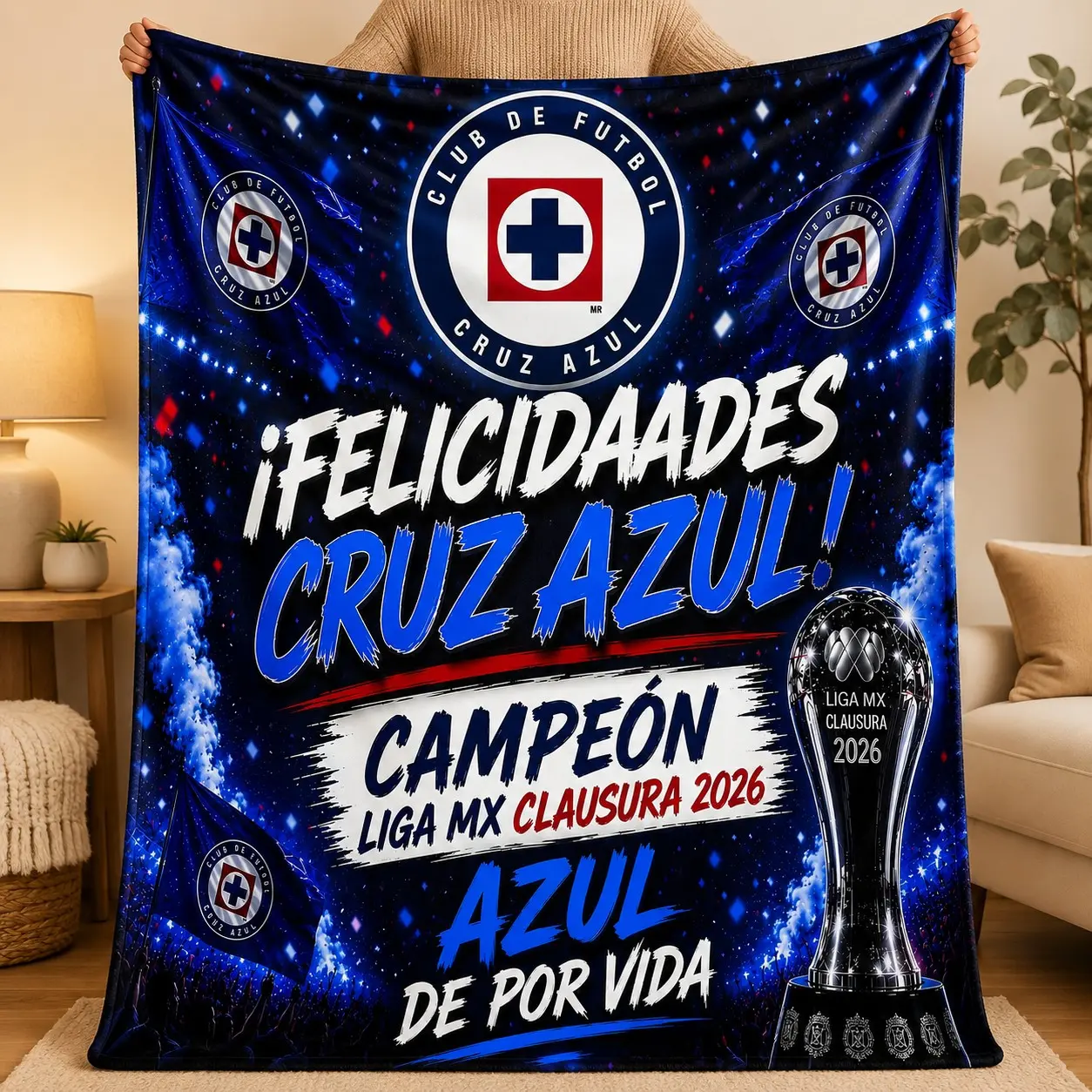 Blue Cross 2026 Championship Flannel Blanket, Soft Comfortable Throw for Sofa, Office, Bed, Camping, Travel, Ideal Gift for Fans