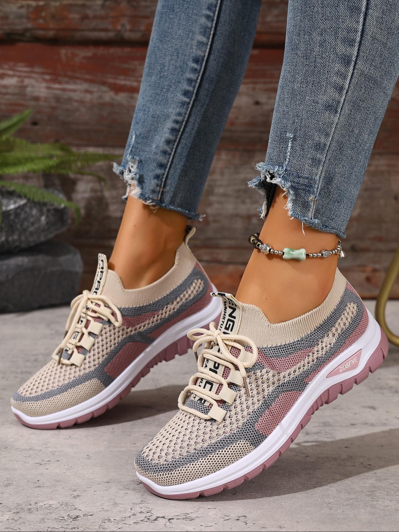 Women's Casual Sports Shoes, Large Size New Lightweight Soft Sole, Outdoor Comfort Anti-Slip Walking Shoes, Daily Lace-Up Low Top Running Shoes