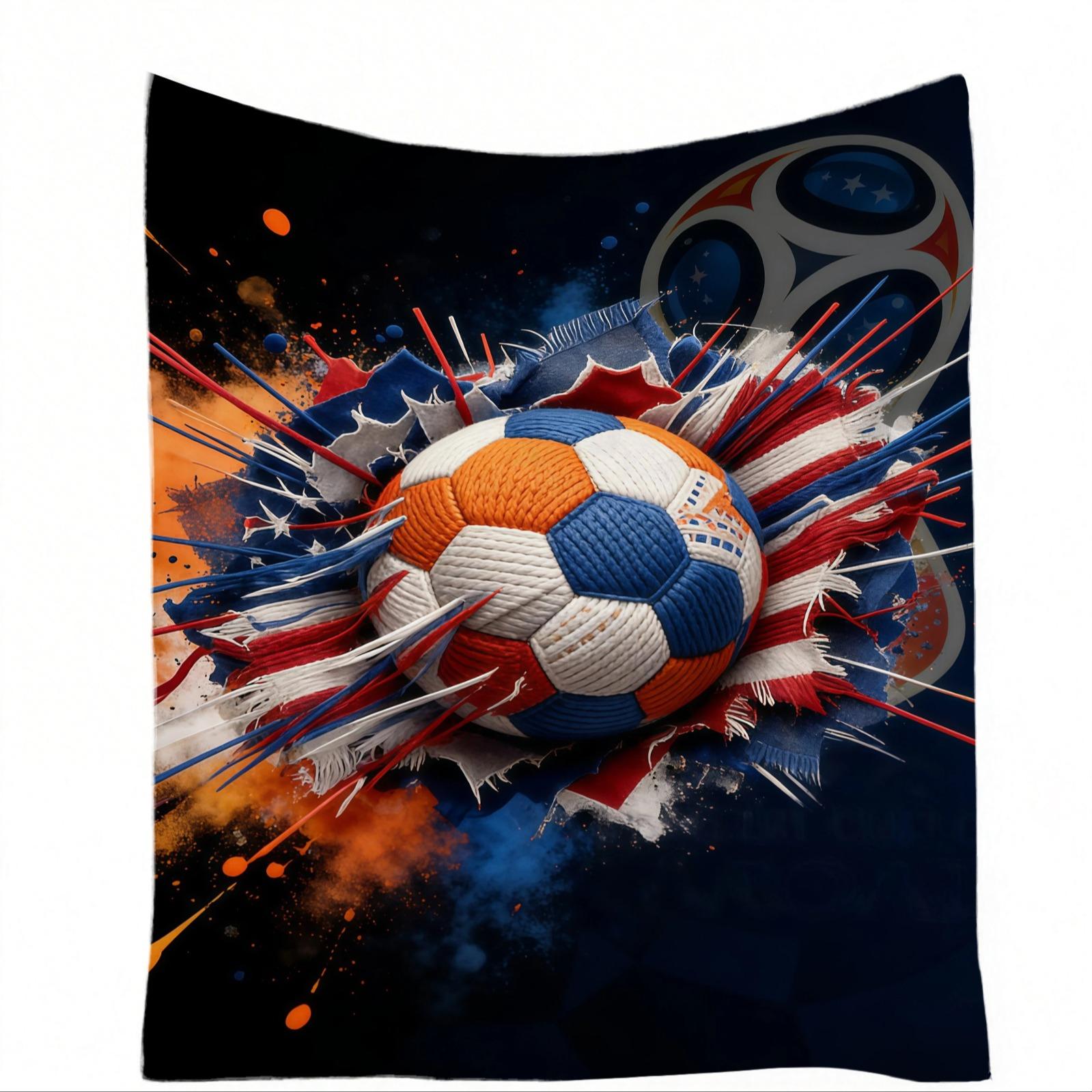World Cup National Theme Football Decor Blanket, Sofa Cover, Nap Blanket, Air Conditioning Blanket, Perfect for World Cup Parties, Sports Bars, Outdoor Camping