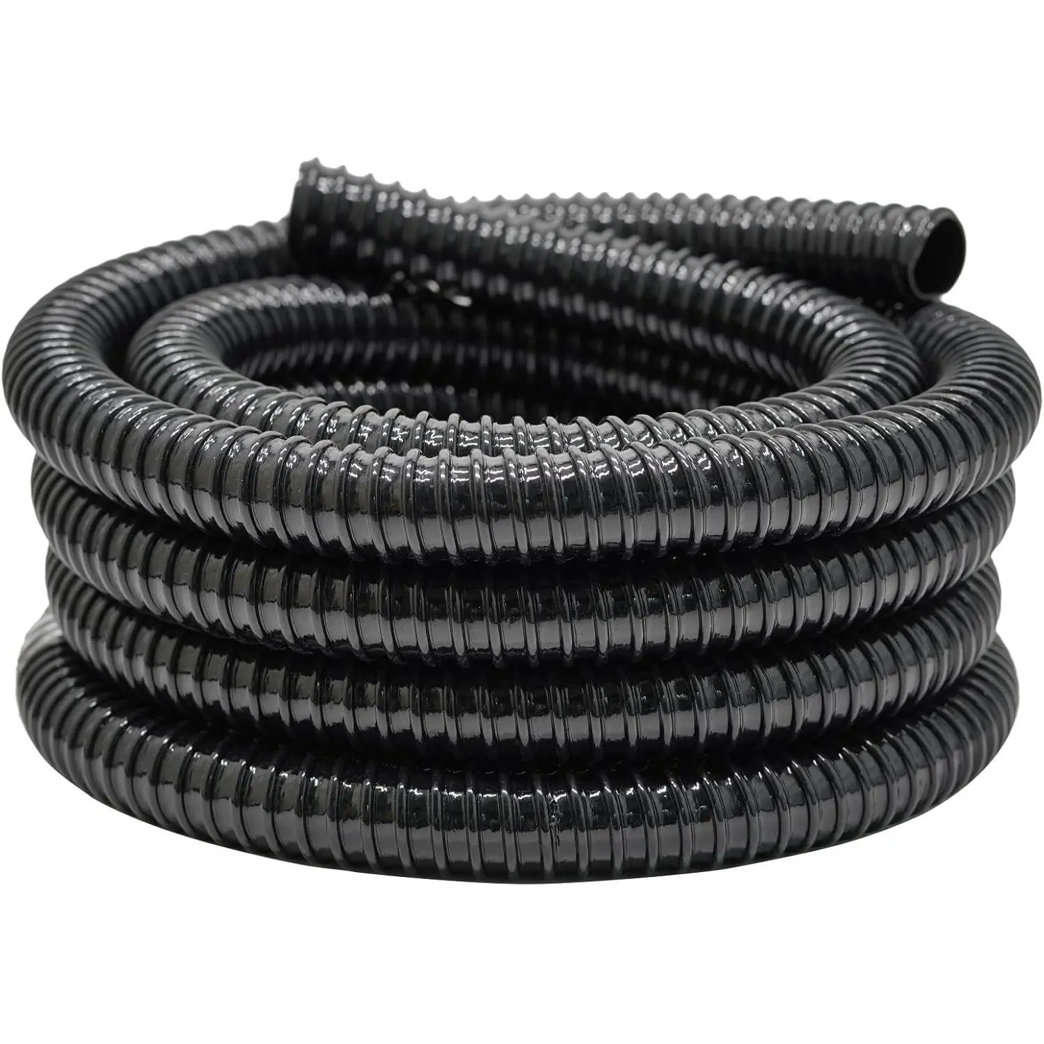 1 Inch Pond Tubing, 1" ID Corrugated Water Pipe, 20 Feet Length Flexible PVC Hose Pipe with Pipe Fittings, Aquarium, Pond Waterfall, Garden Pond Pump Drainage Tube Black