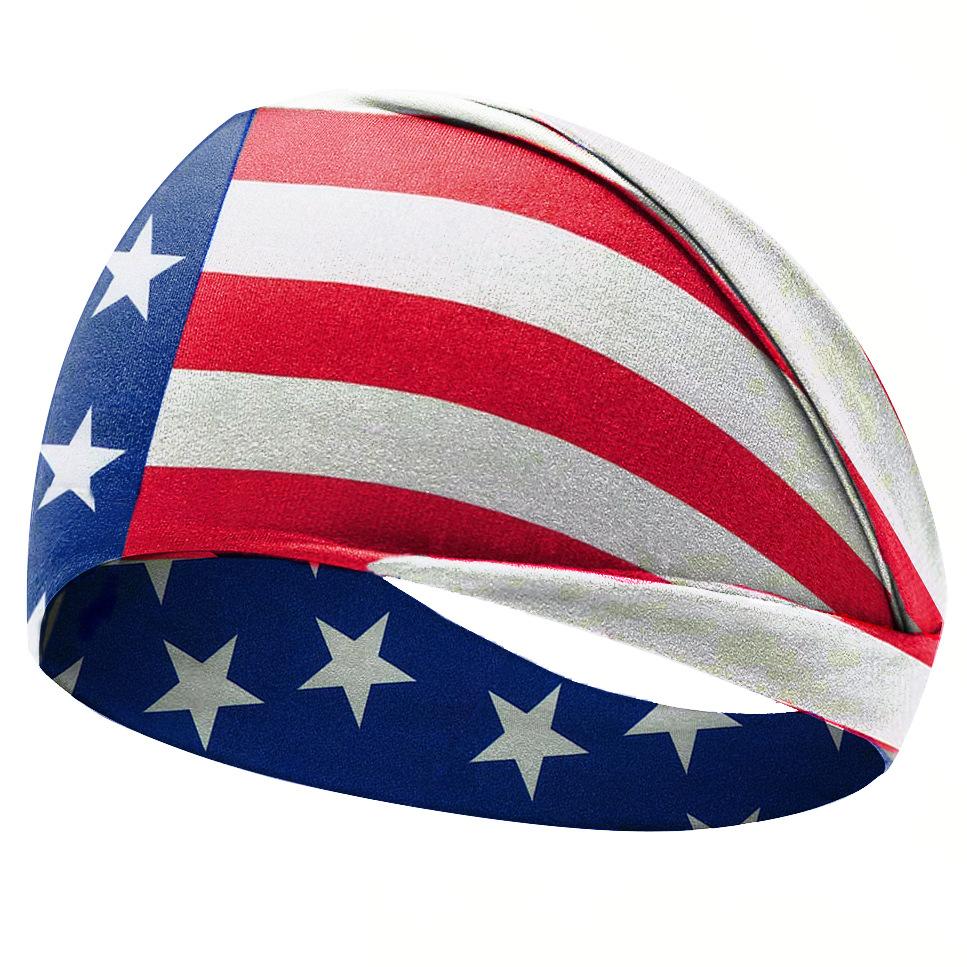 US Independence Day Headband – Men's Athletic Stretch Headband & Women's Stylish Wide Cross-Over Headband – Sweat-Wicking Hair Accessory