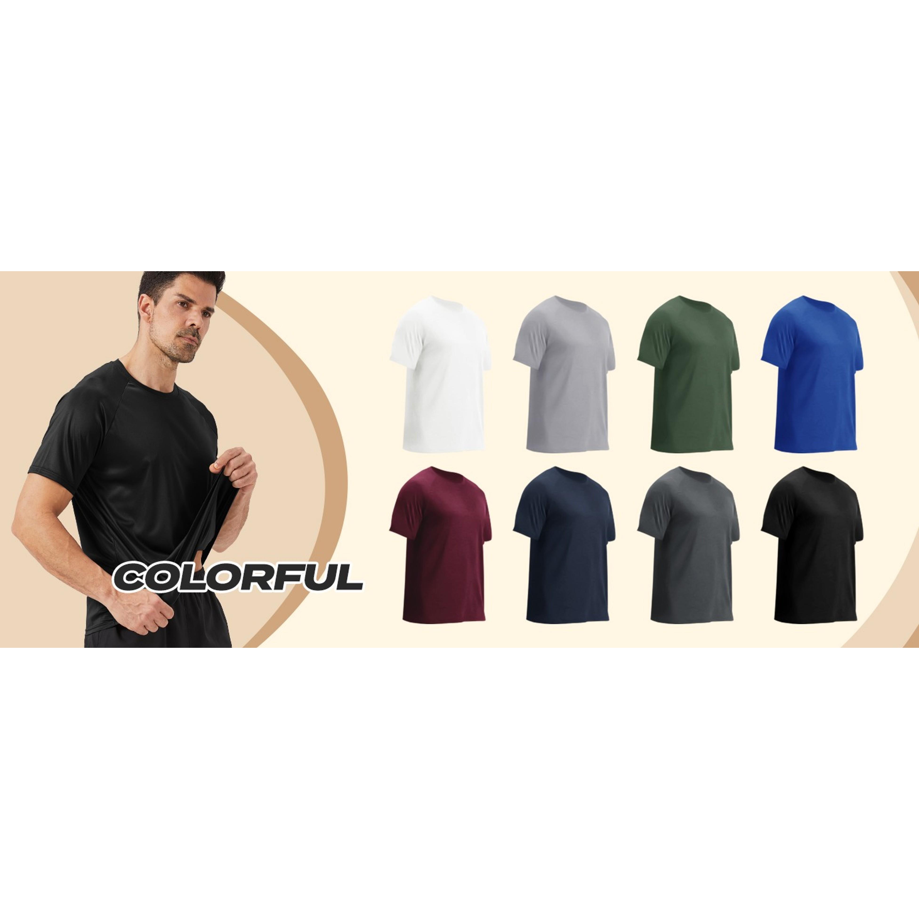 BOOJO Workout Mens Shirts - Casual Black Quick Dry Moisture Wicking T-Shirts Crew Neck Short Sleeve for Gym Athletic Running