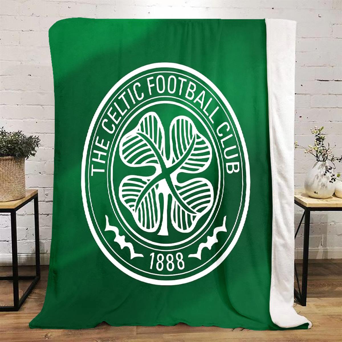 Celtic Clover printed cute cartoon plush blanket suitable for all seasons, soft and comfortable sofa mattress office outdoor blanket camping travel home plush black five Christmas holiday gift C1733