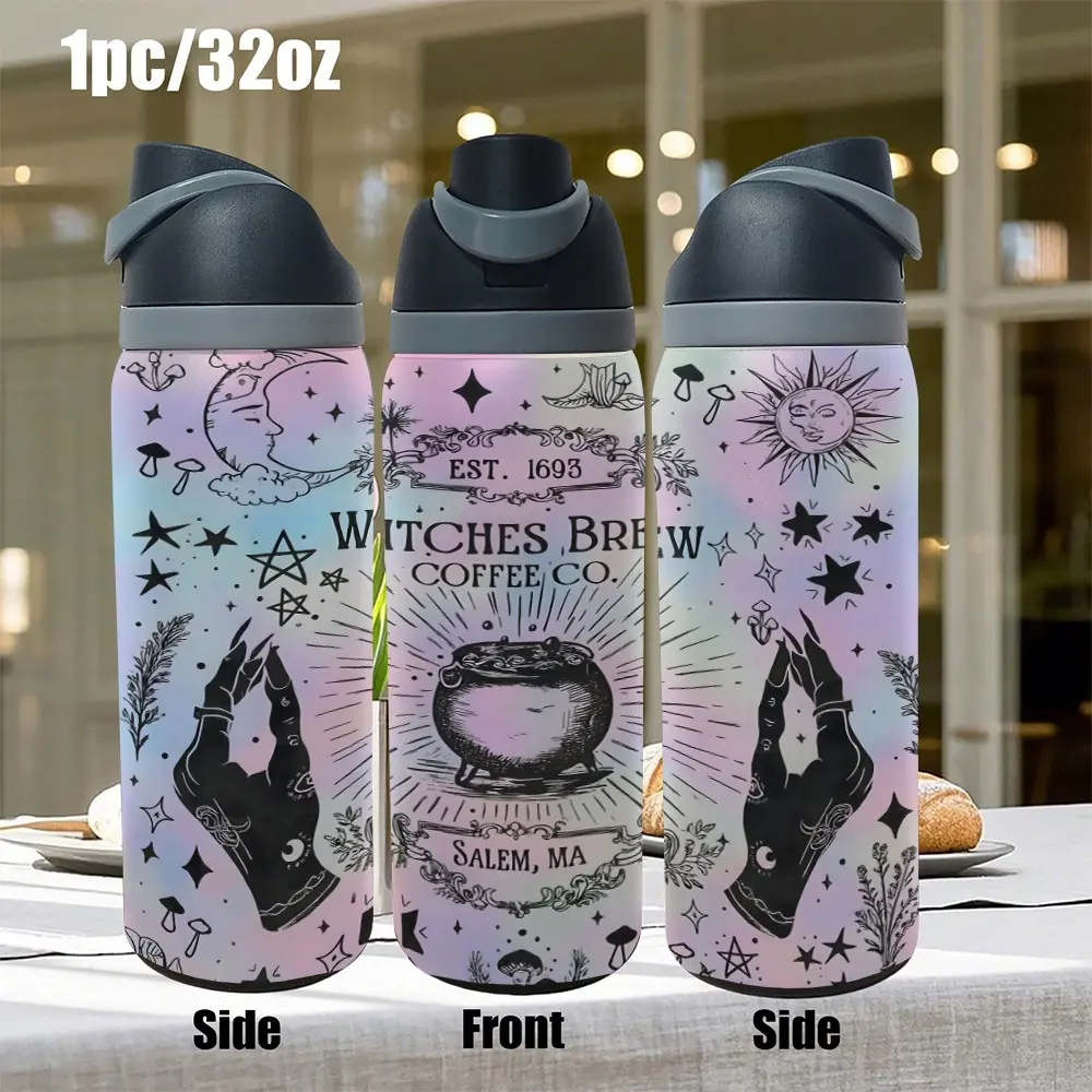 1pc 32oz stainless steel cup with high quality design - leak-proof, portable, reusable commuter, sports, party cup - High quality drinking set, sports hydration gear | Vibrant jar design | leak-proof construction,Camping outdoor