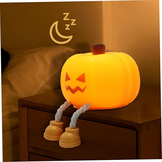 Pumpkin Night Light, 3 Level USB Rechargeable Kids Soft Silicone Touch Lamp with 30 Min Timer, Cute Night Light Halloween Decorations for Nursery Room