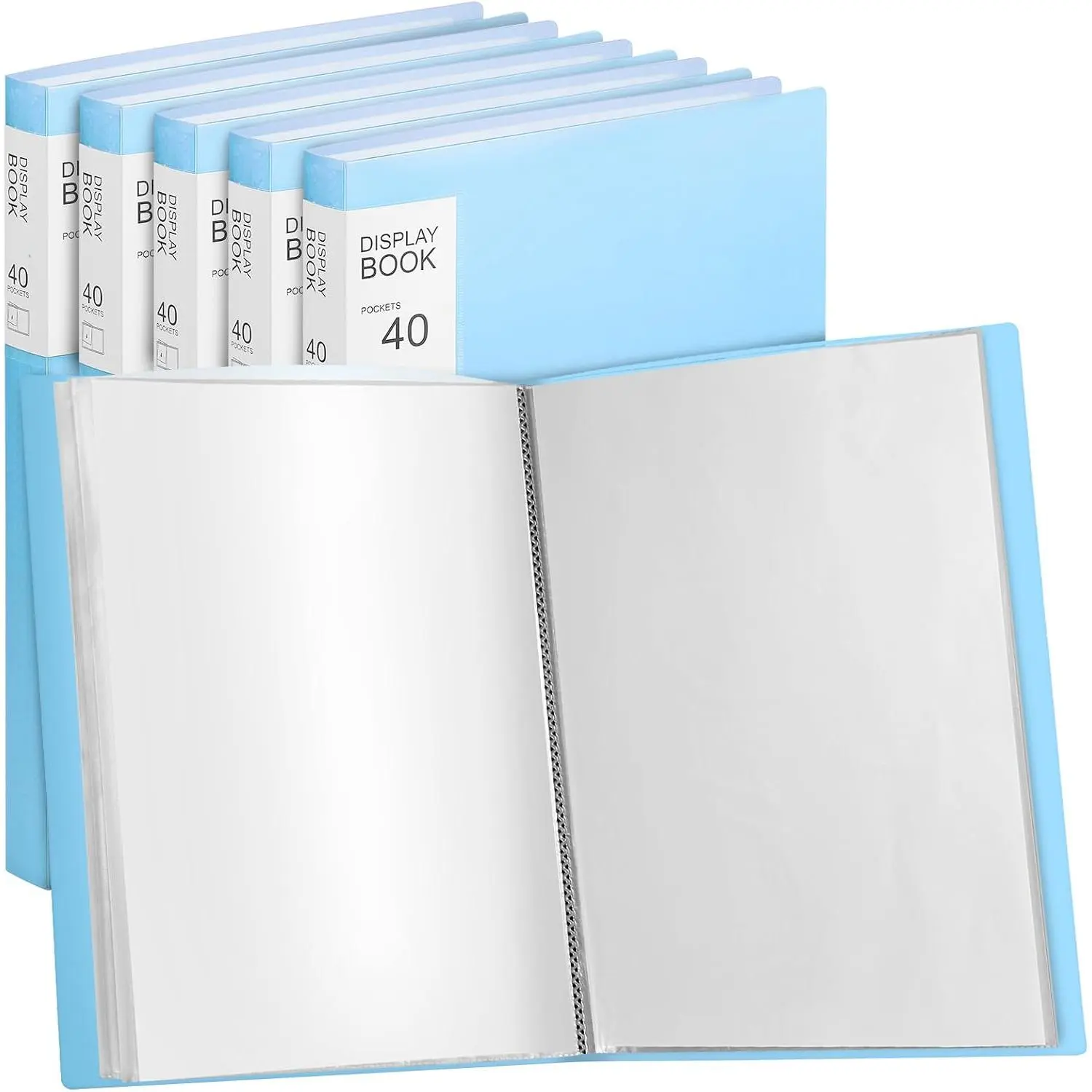 6 count Binder with Plastic Sleeves 40 Pocket Art Portfolio Presentation Book Binder Large 8.5 x 11 Inch Art Portfolio Folder with Clear Sheet Protector Display 80 Page (Blue)
