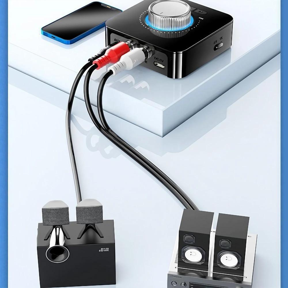 Low Latency Stereo Bluetooth Audio Receiver with 3D Surround Sound, Wireless Adapter & Multi-Function Converter for Vintage Speakers & Car Audio Systems, AUX Input, 3.5mm RCA Output, Tf Card Playback