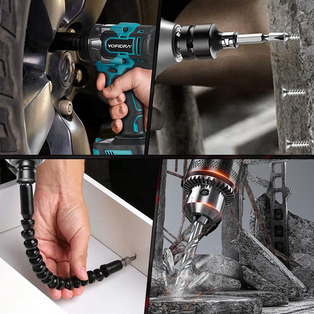 YOFIDRA 44-Piece Impact Wrench Accessory Kit – Sockets, Bits, Drills, Extension Rods & More, Set for 1/2" Square Drive Wrenches