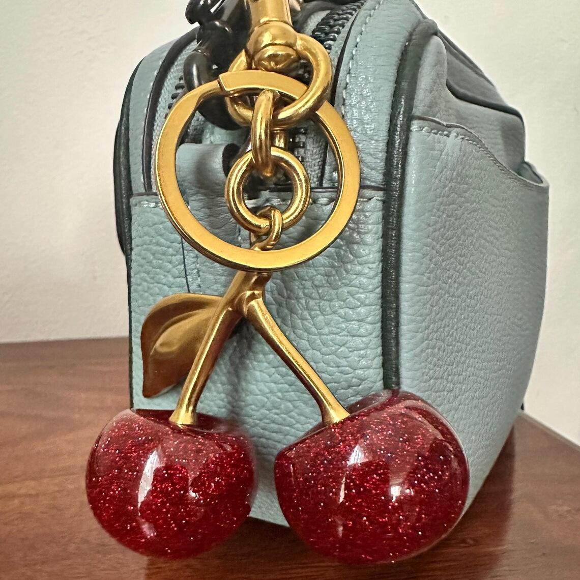 Cute Cherry Design Sparkly Bag Charm Lightweight Stylish Adorable Pendant for Women Girls Perfect Everyday Use Charming