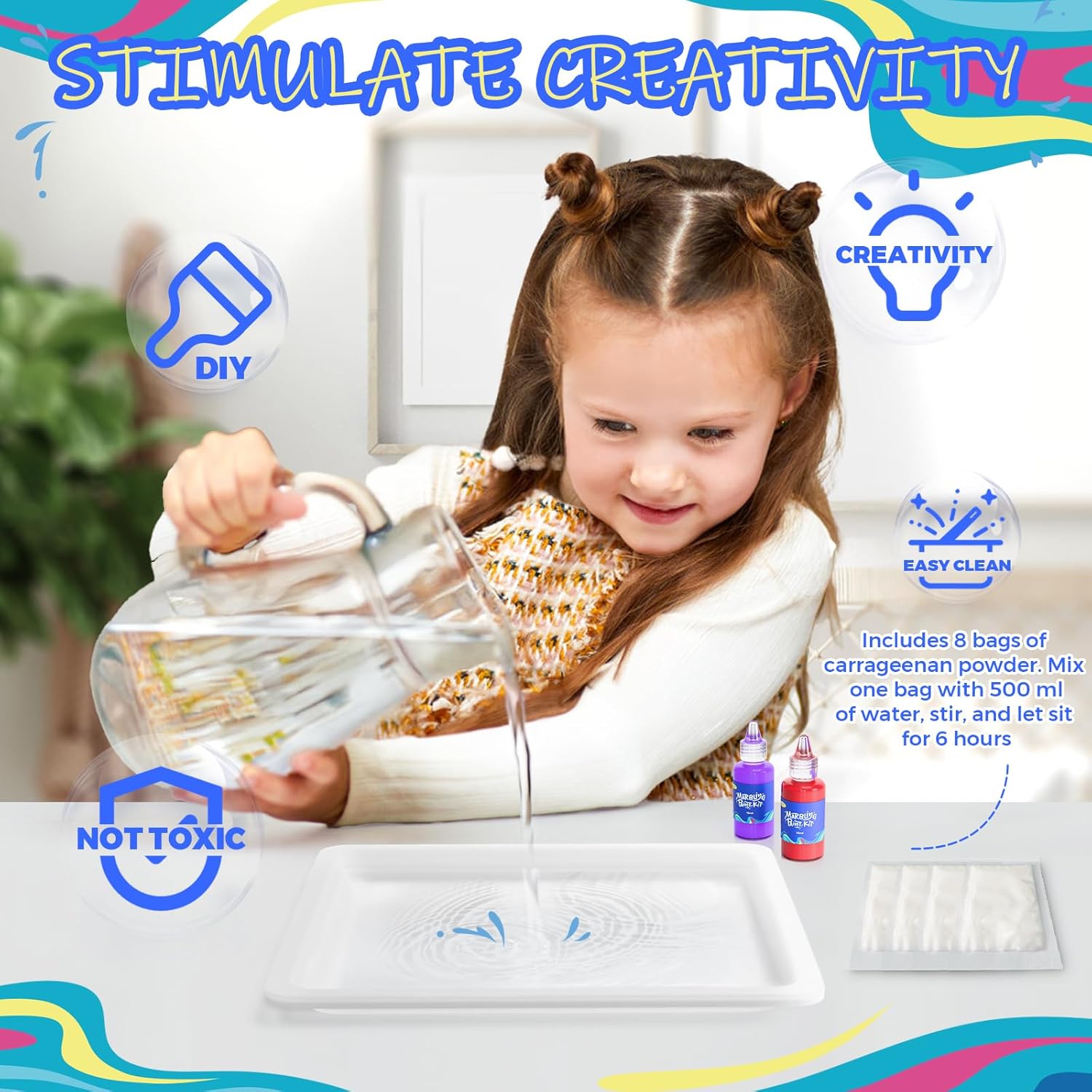 12/8 Colors Water Marbling Paint Kit, Arts and Crafts for Girls & Boys, Art Supplies for Kids Ages 3-5 4-8 8-12, Marbling Paint for DIY Crafts, Thanksgiving, Christmas and Birthday Gifts