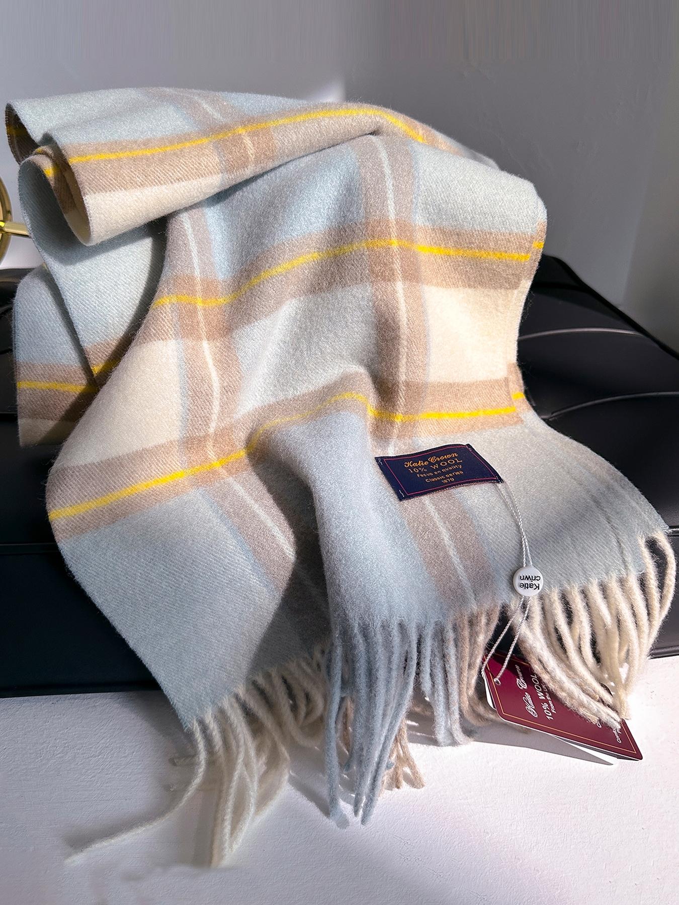 Women's Plaid Pattern Scarf, Casual Fitted Structure Design, Warm Daily Wear Accessory, Fashionable Comfortable Multifunctional Shawl for Fall & Winter