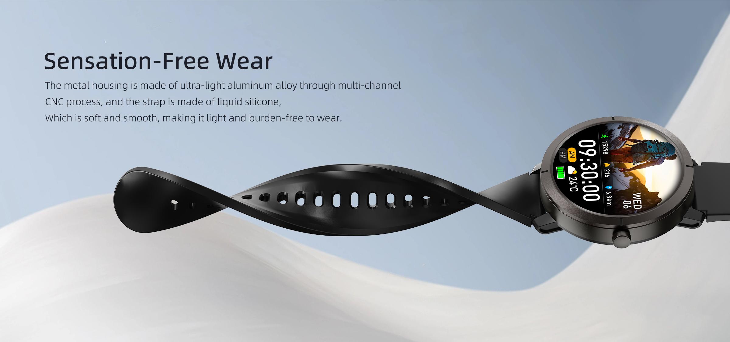 DM76 GPS Sport Smart Watch 1.32 Inch AMOLED HD Round Display 170+ Sports Modes 5ATM Water Resistant Heart Rate Tracking for Outdoor Running and Daily Wear