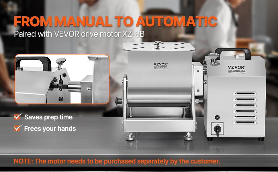 VEVOR Manual Meat Mixer, 15L Tilt Tank Meat Processing Equipment(Mixing Max 15LBS for Meat), Stainless Steel Meat Mixer, Sausage Mixer Machine with Lid Handle Gear Reducer, Ground Beef Hand Mixer