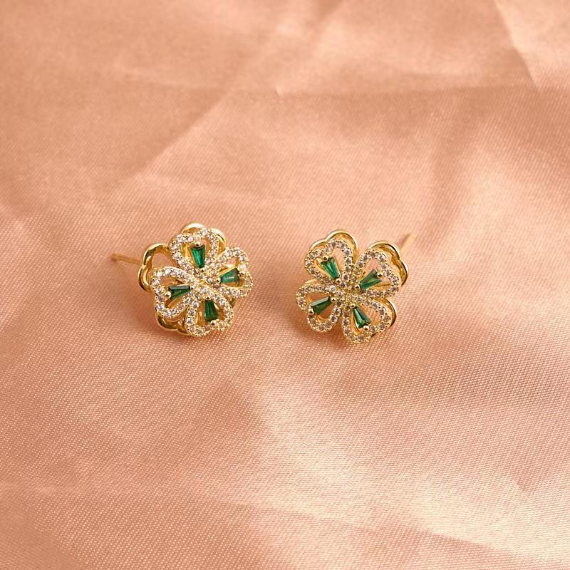 Colorful rotating white stone geometry niche novel design pendant temperament All-match three-piece set, shiny rotating earrings & necklaces & rings,Moissanite Earrings diamond stud holiday party gift woman birthday gift