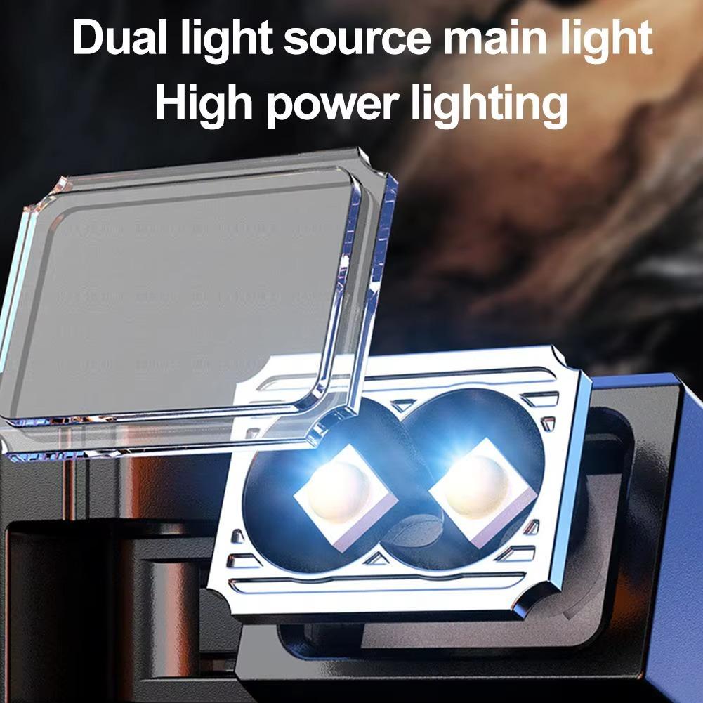 Portable Mini Flashlight Adjustable-Angle USB Rechargeable, Multifunctional Flashlights for Outdoor Use, and Blue Warning Work Lights Magnetic Flashlight