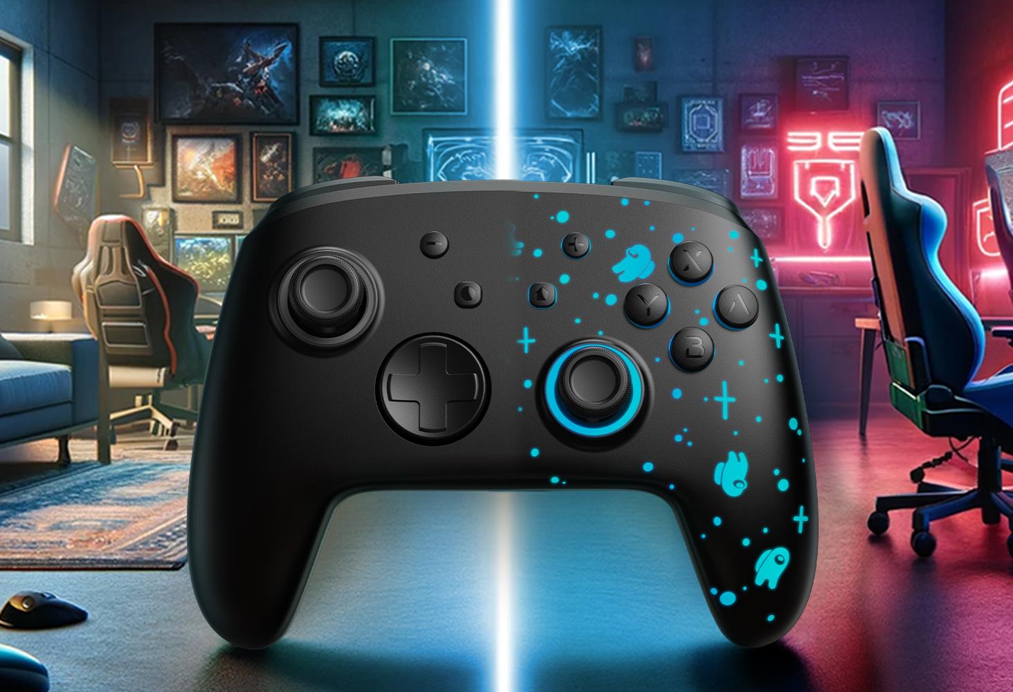 FUNLAB Wireless Gamepad for Switch, Ergonomic Game Controller, Switch/OLED/Lite Compatible, RGB Light Color Adjustable, with Hall Effect Trigger and Turbo Boost, Christmas/New Year Gift - Black