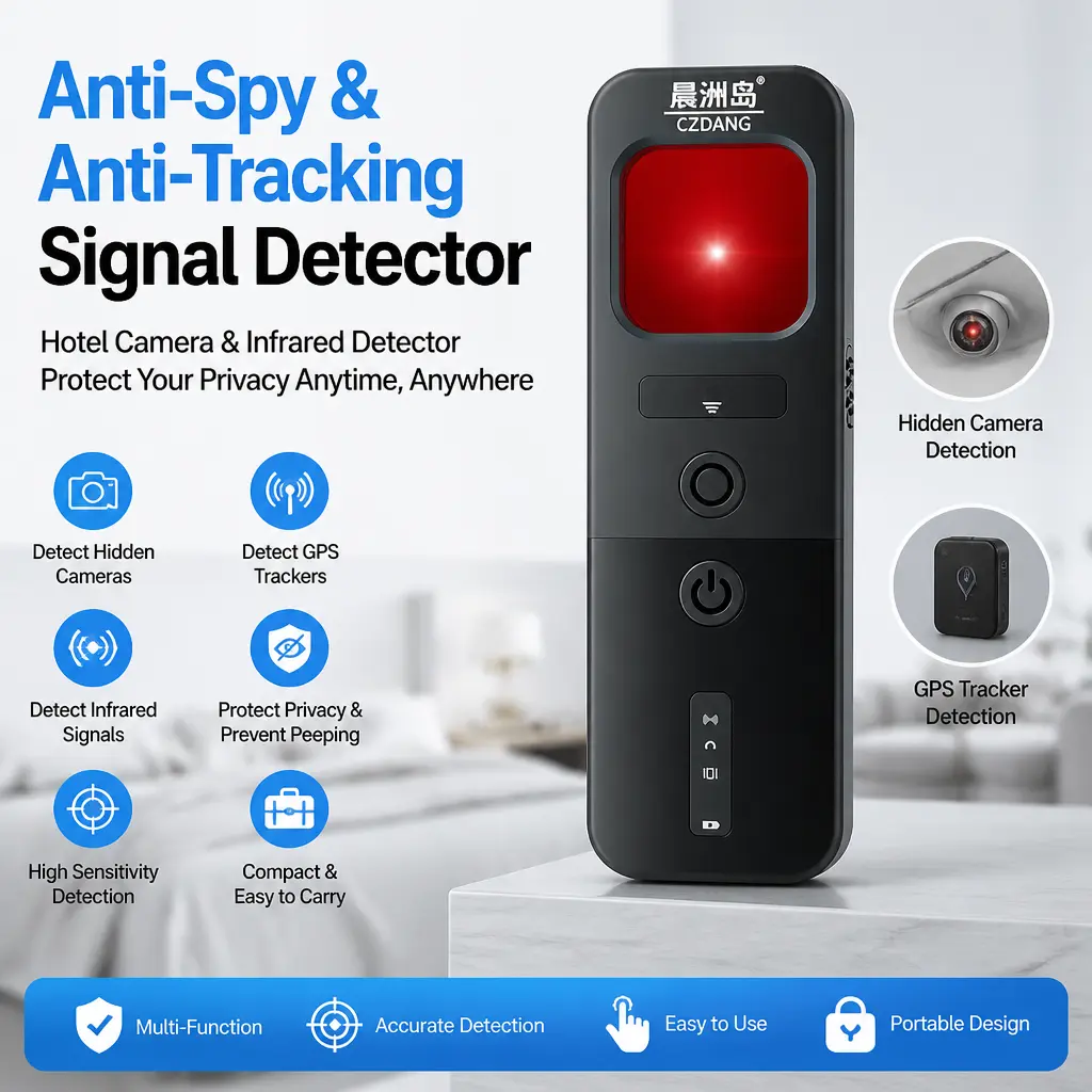 Multi‑Function Hidden Device Detector, RF Signal & Infrared Camera Detector, Anti‑Monitoring Anti‑Tracking Scanner for Airbnb Hotel
