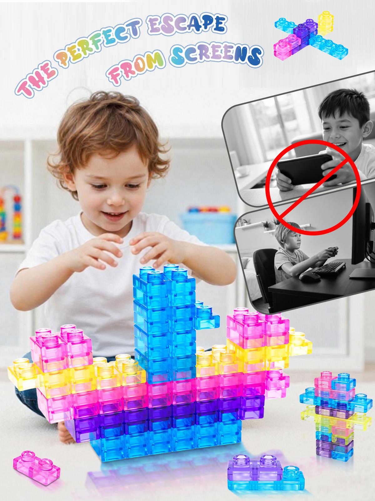 JOY SPOT Soft Jelly Blocks , Squishy Multi-color Stacking Jelly Building Blocks Toy Set, Non-toxic Sensory Tactile Play Toy Safe Squishy Squeezable & Stretchable Fun, Puzzle Blocks for Kids Early learning Preschool STEM Creative Construction Age 2+