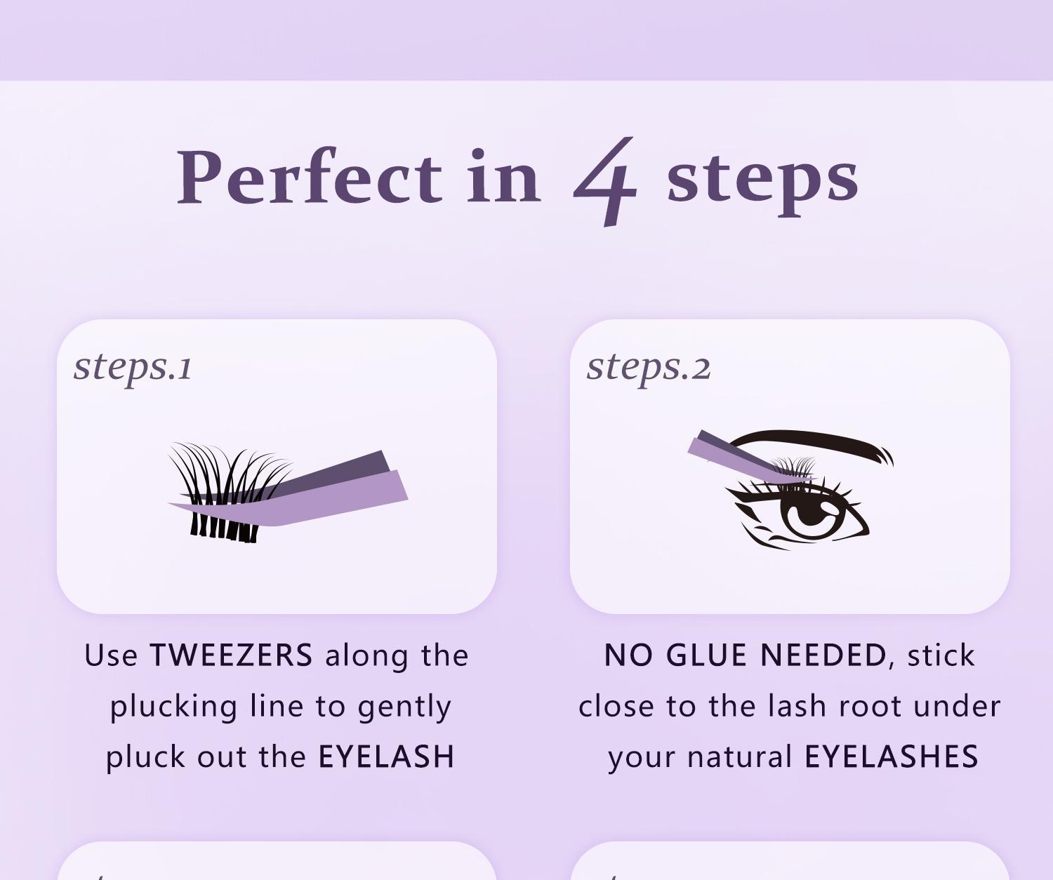 Honeytiny Cluster False Eyelashes, 4 Styles, No Glue Easy Removal, Sizes 10mm-16mm, Lightweight, Secure Fit, Self-Adhesive, Perfect Makeup