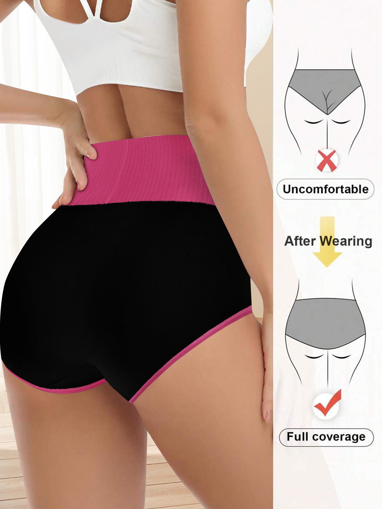 QUASTI 5 Packs High-Wais Tummy Control Briefs for Women,Soft Comfy Breathable Panties for Daily Wear,Contrast Colors High Elasticity Briefs Set,Mixed Colors Coverage Body Shaping Briefs for Womenswear, S-XXL SpringStatements