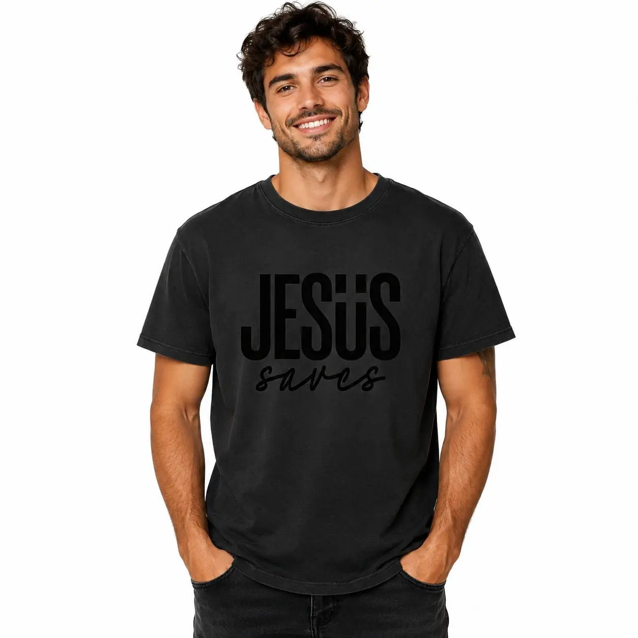 100% cotton Men's JESUS Saves Graphic Hoodie, Classic Pullover Top in a Soft Cotton Blend, Regular Fit Longsleeve for Casual Menswear