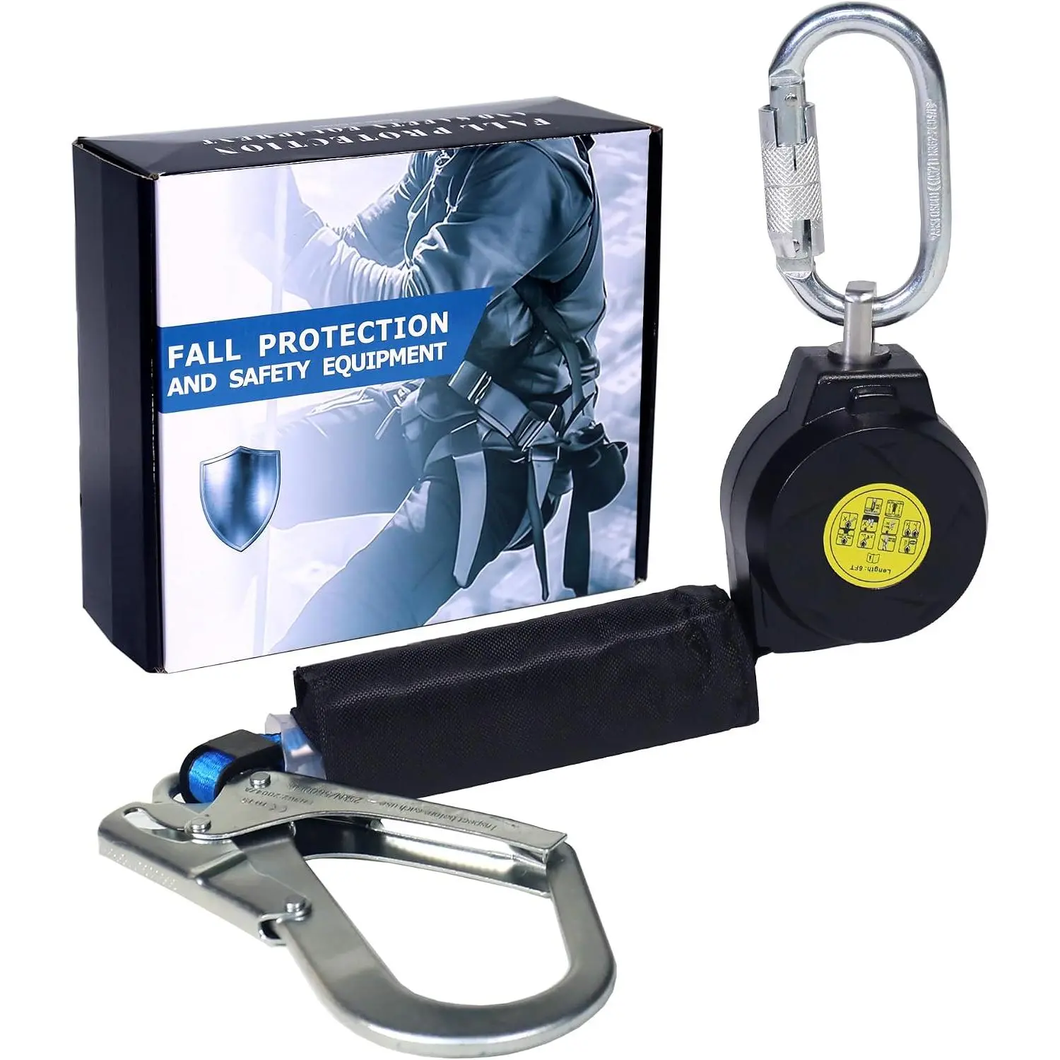 6FT Self Retracting Fall Protection Retractable Lanyard, Fall Arrest Safety Yoyo for Construction Industrial - OSHA/ANSI Compliant (Large Hook)