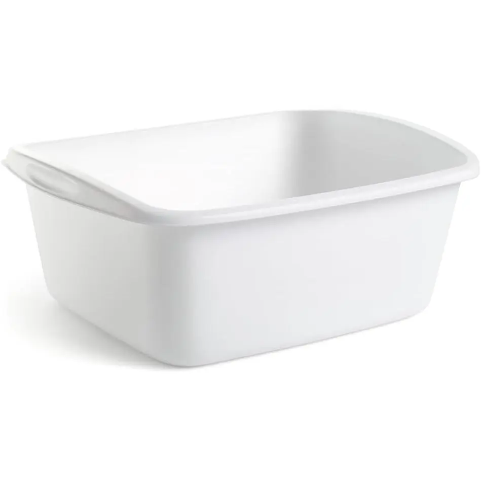 Plastic Wash Tub Dishpan Basin and Foot Bath for Soaking Feet, Laundry Hand Wash Bucket, Dish Pans for Washing and Storage Cleaning Supplies - 12 Quarts - Heavy Duty - Made in USA (White)