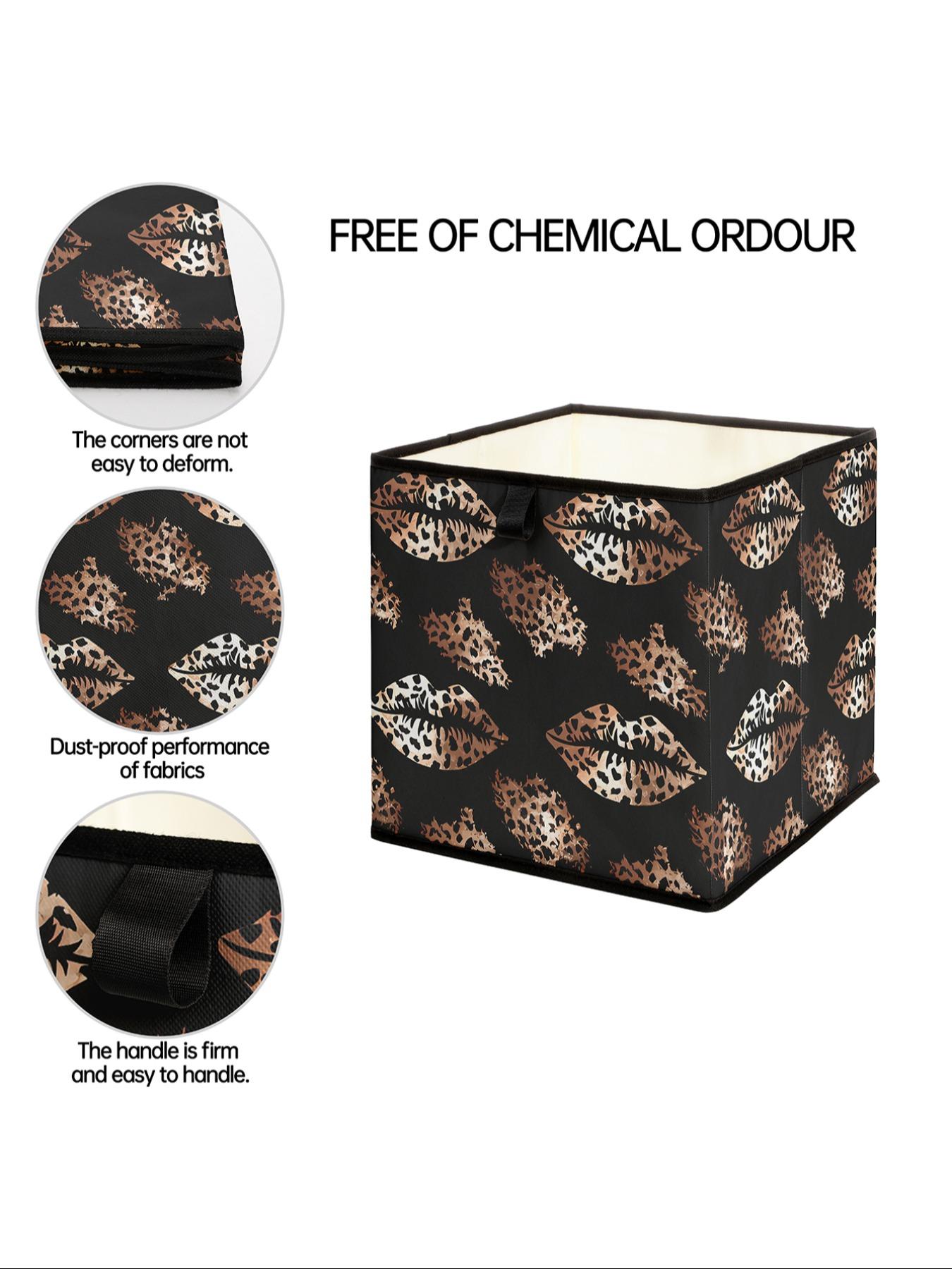 Leopard Print Lip Pattern Storage Box, Stackable Drawer Organizer, Durable Multi-Functional Design for Home Dorm Room Organization
