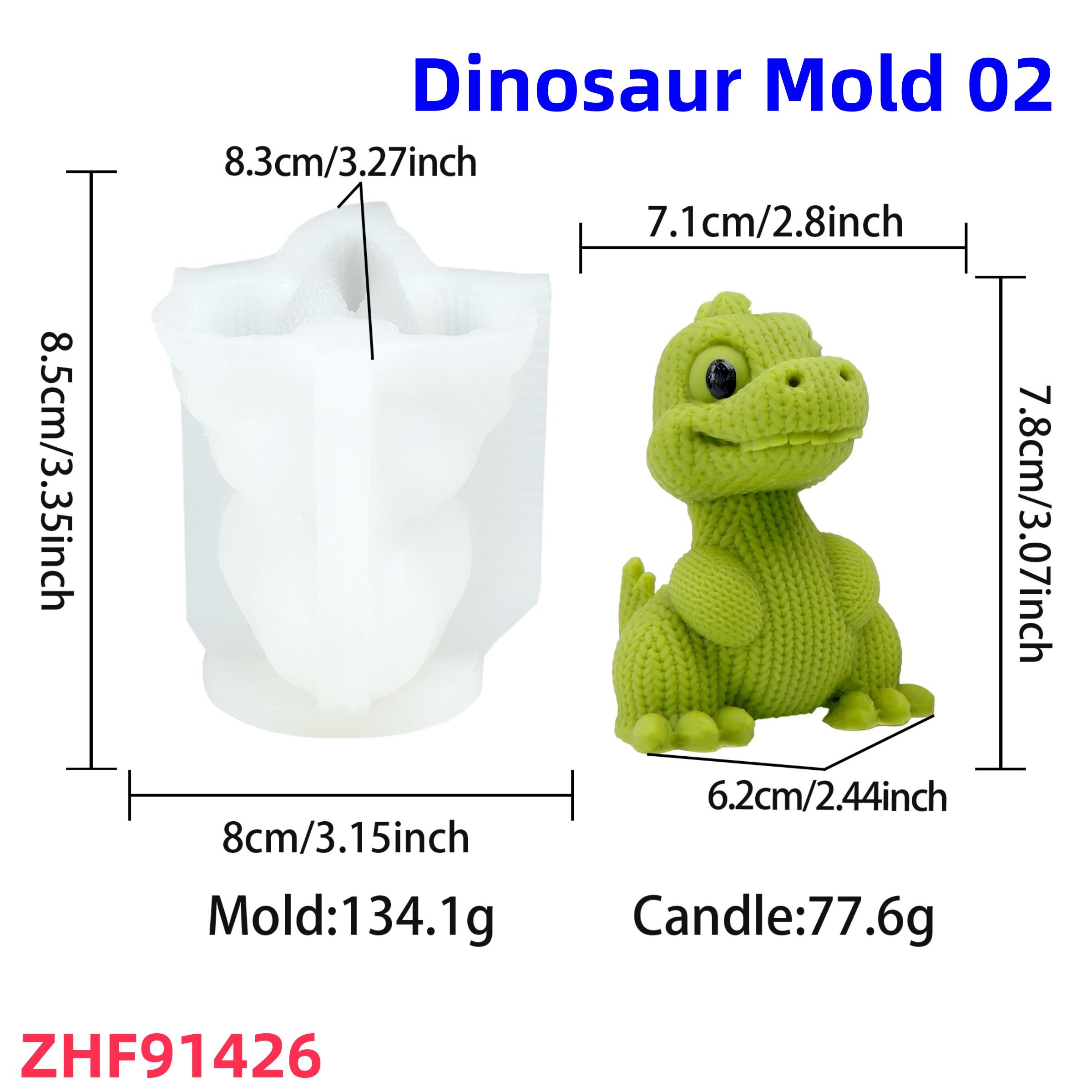3D Knitted Dinosaur Silicone Mold, Reusable Cute Dinosaur Candle Mold for DIY Aromatherapy Candle, Soap, Resin, Plaster, Handmade Craft Home Decor