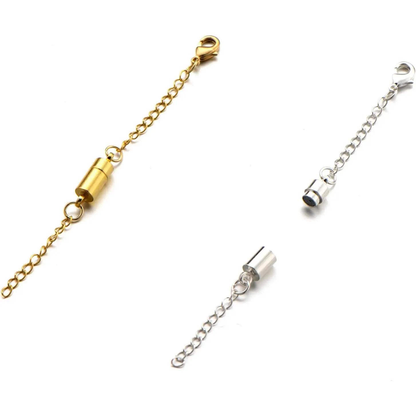Necklace Clasps with Extender Chains - |  Necklace Extender, Lead Cadmium Free, Nickel Release Free, 3.8 inches Chain Extender