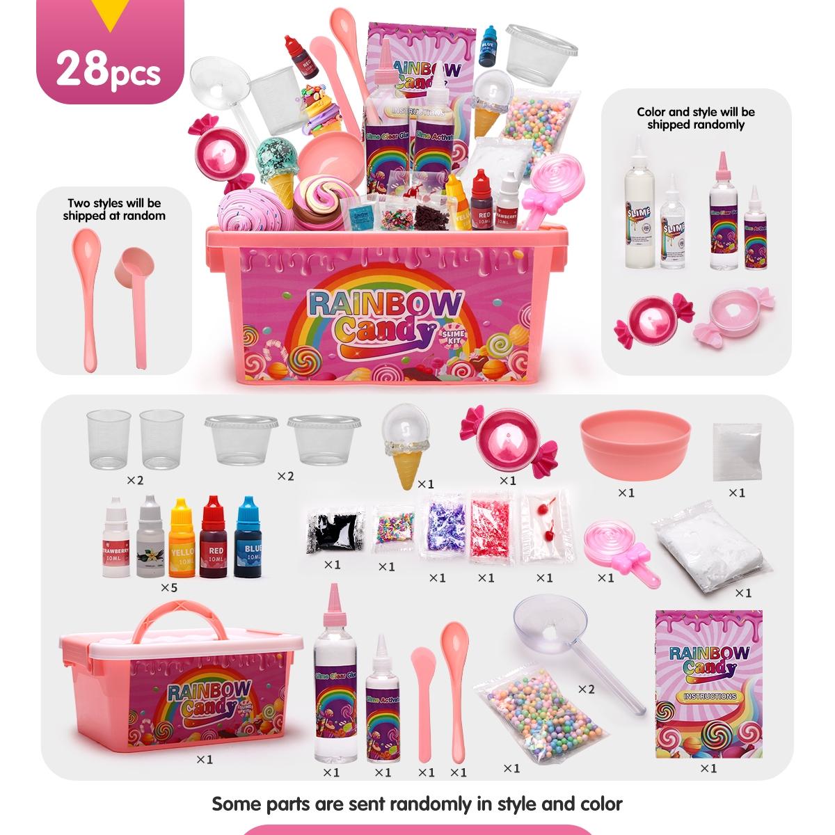 Ice Cream Slime DIY Kit Squishy Maker, Color Mud Crystal Mud Handmade Material Pack, Stress Relief Educational Toy Gift for 6+, Christmas Birthday Present