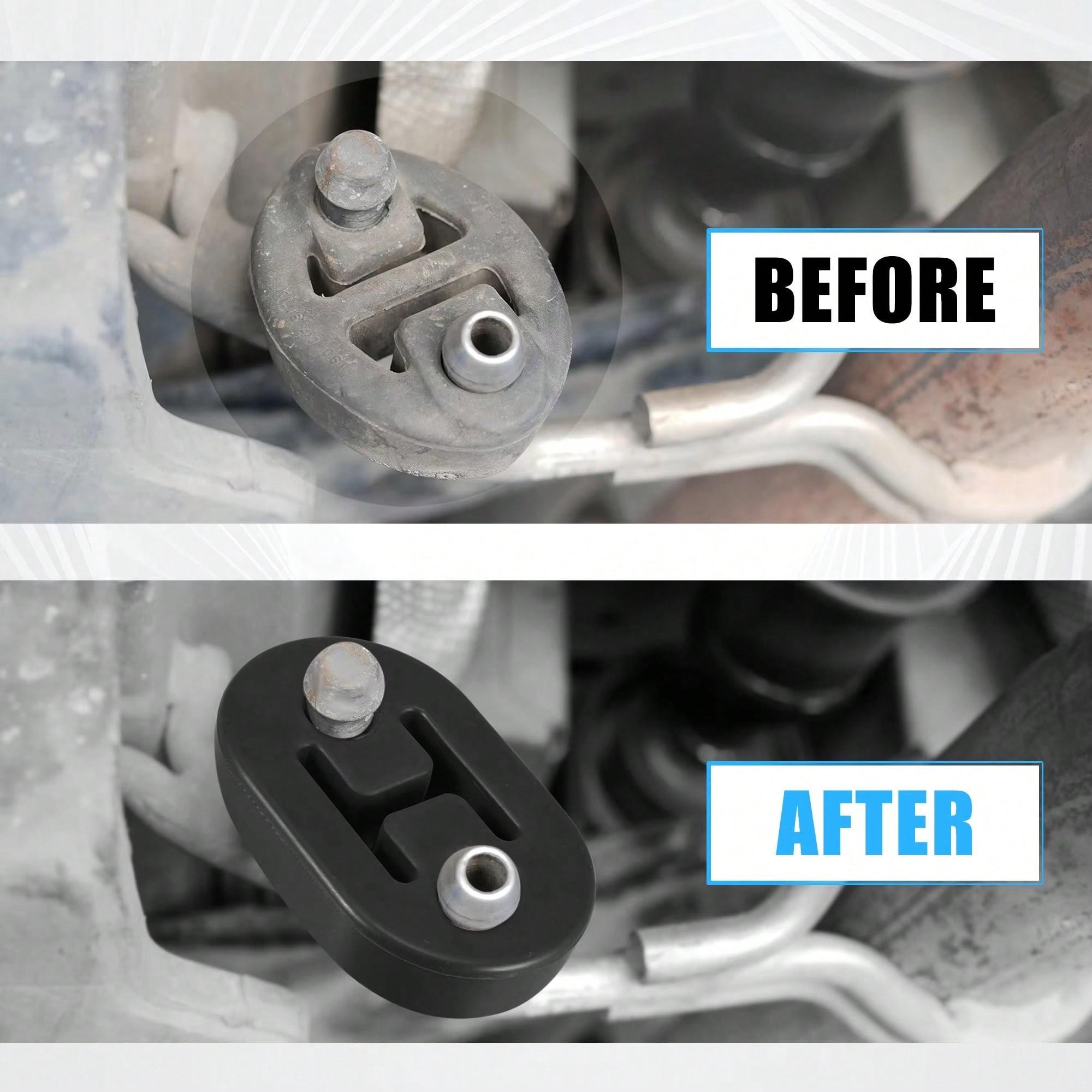 2-Piece Car Rubber Exhaust Pipe Tailpipe Mount Bracket, Universal Dual-Hole Exhaust Mount Bracket, Suitable for Vehicle Muffler Buffer